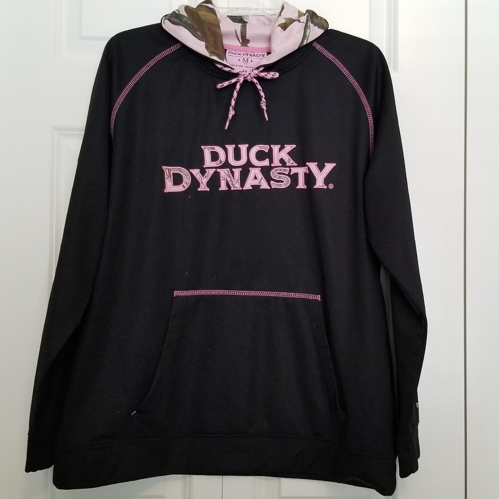 Duck Dynasty black & pink hoodie hand Warner pockets SZ Medium